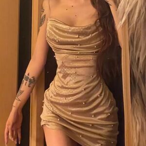 Elegant Gold Strapless Dress